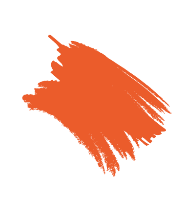 Abstract orange brush stroke, symbolizing creativity and innovation, relevant to Rootree AI's employee recognition software and collaboration focus.