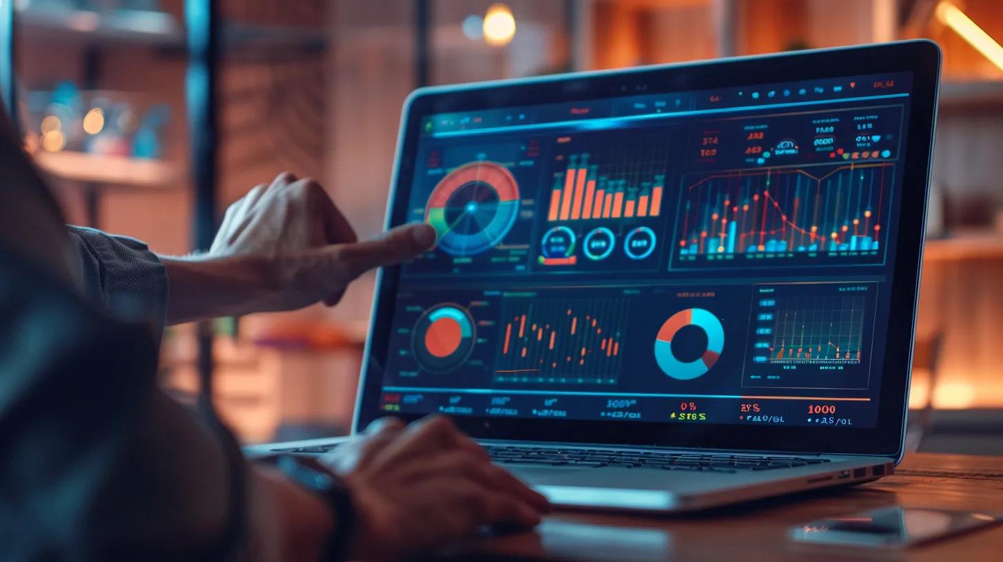 Digital dashboard showcasing performance metrics in a modern workspace