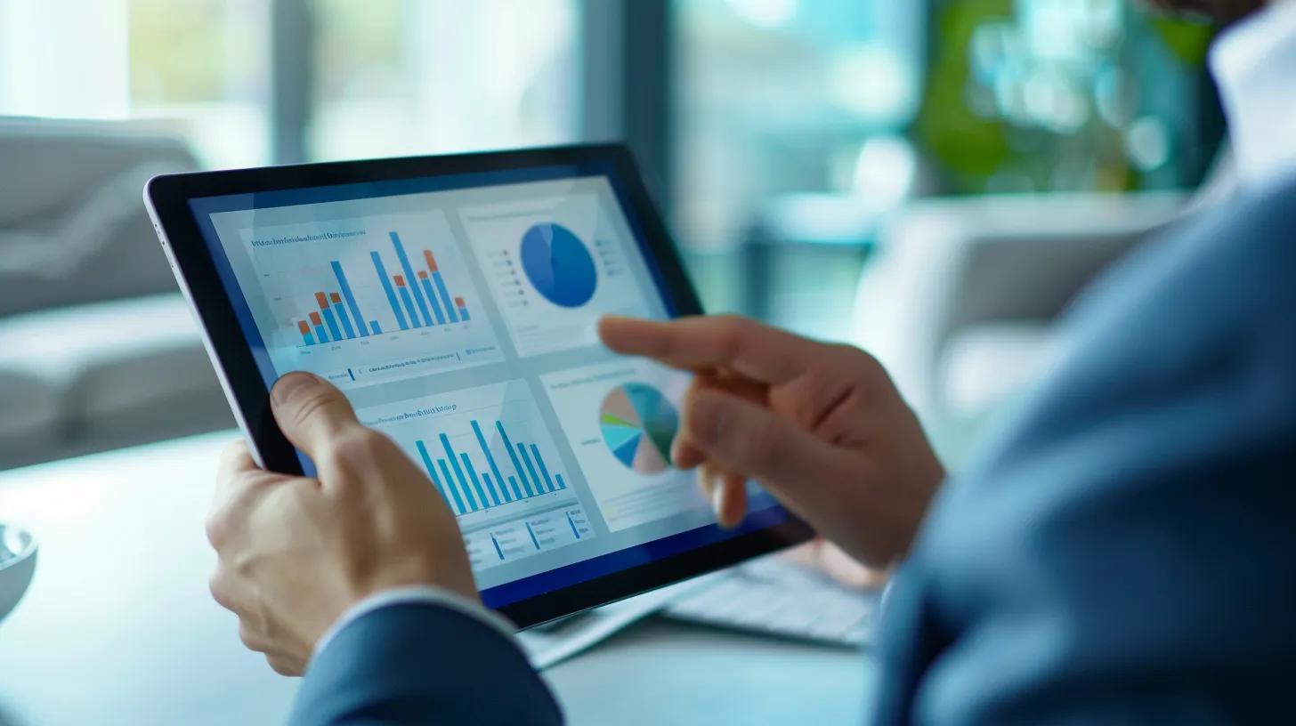 Professional accessing CRM system on a tablet, showcasing automated sales workflow integration