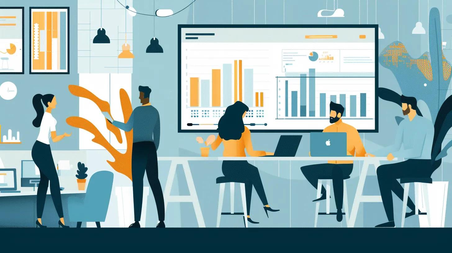 Professionals collaborating in a modern office, emphasizing real-time data analytics for SaaS growth