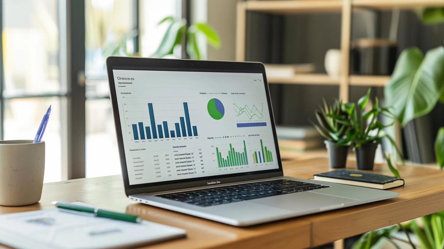 Laptop displaying a SaaS platform interface for insurance analytics in a professional setting