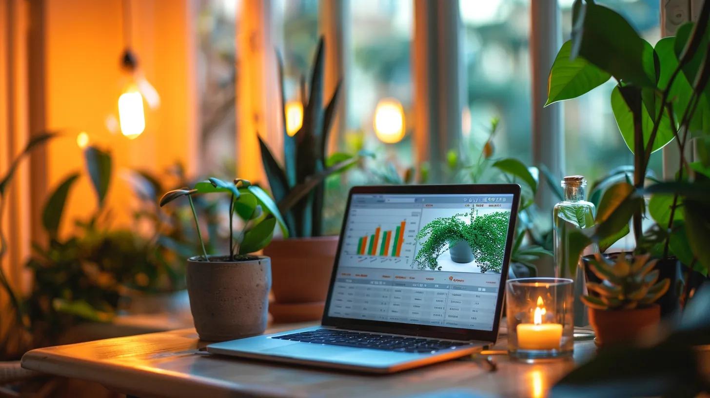 Cozy workspace with laptop showing sales analytics, emphasizing distribution performance