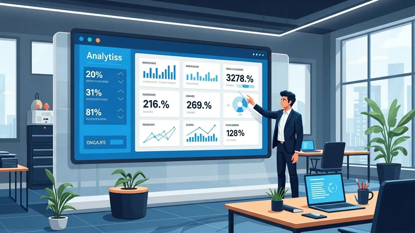 High-tech analytics dashboard showcasing retail performance metrics
